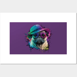 Vaporwave Pug: Hat and Sunglasses Edition Posters and Art